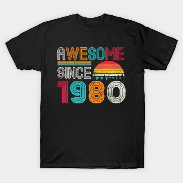 Awesome Since 1980 41th Birthday Gifts 41 Years Old T-Shirt by paola.illustrations